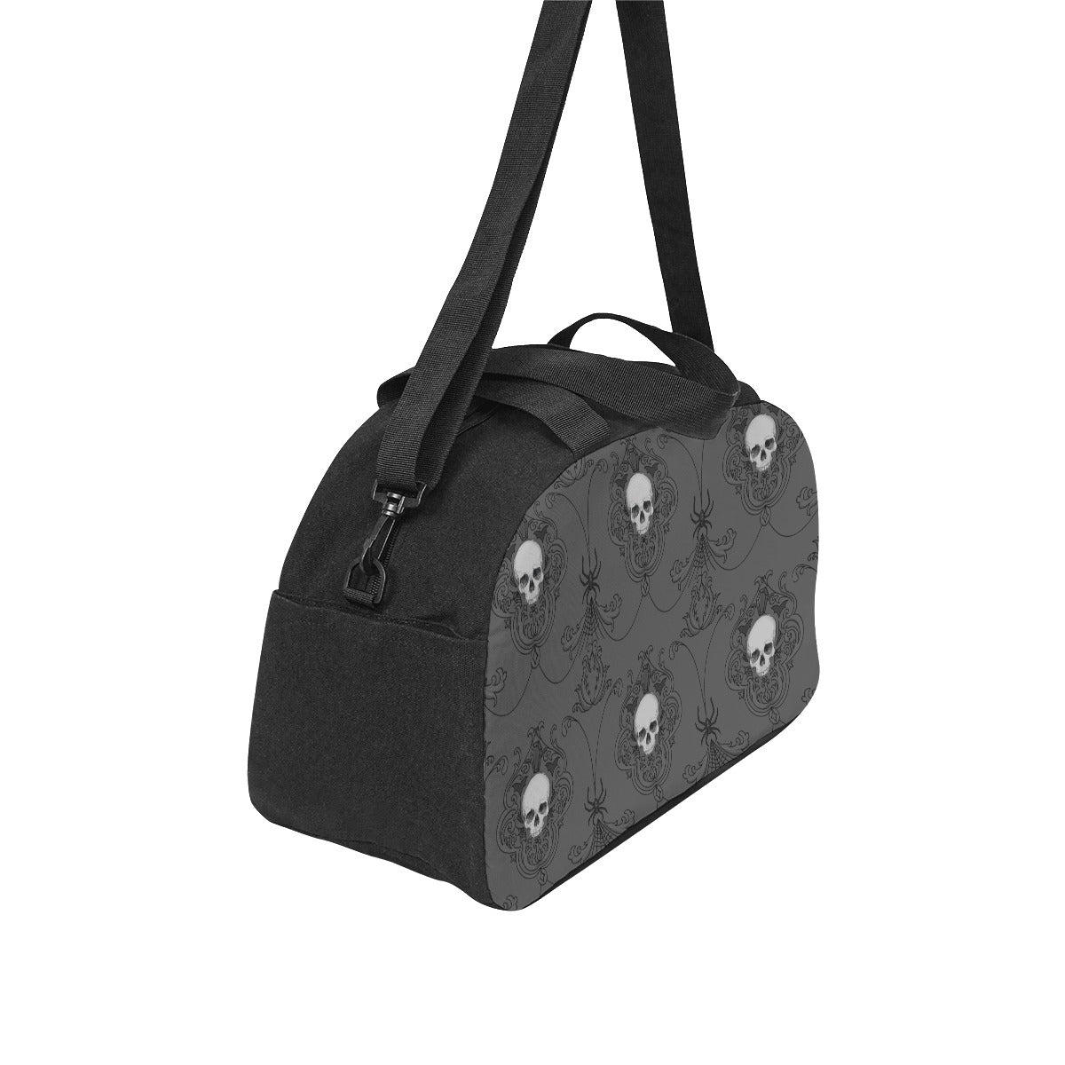 Grey Skull Damask Luggage Bag