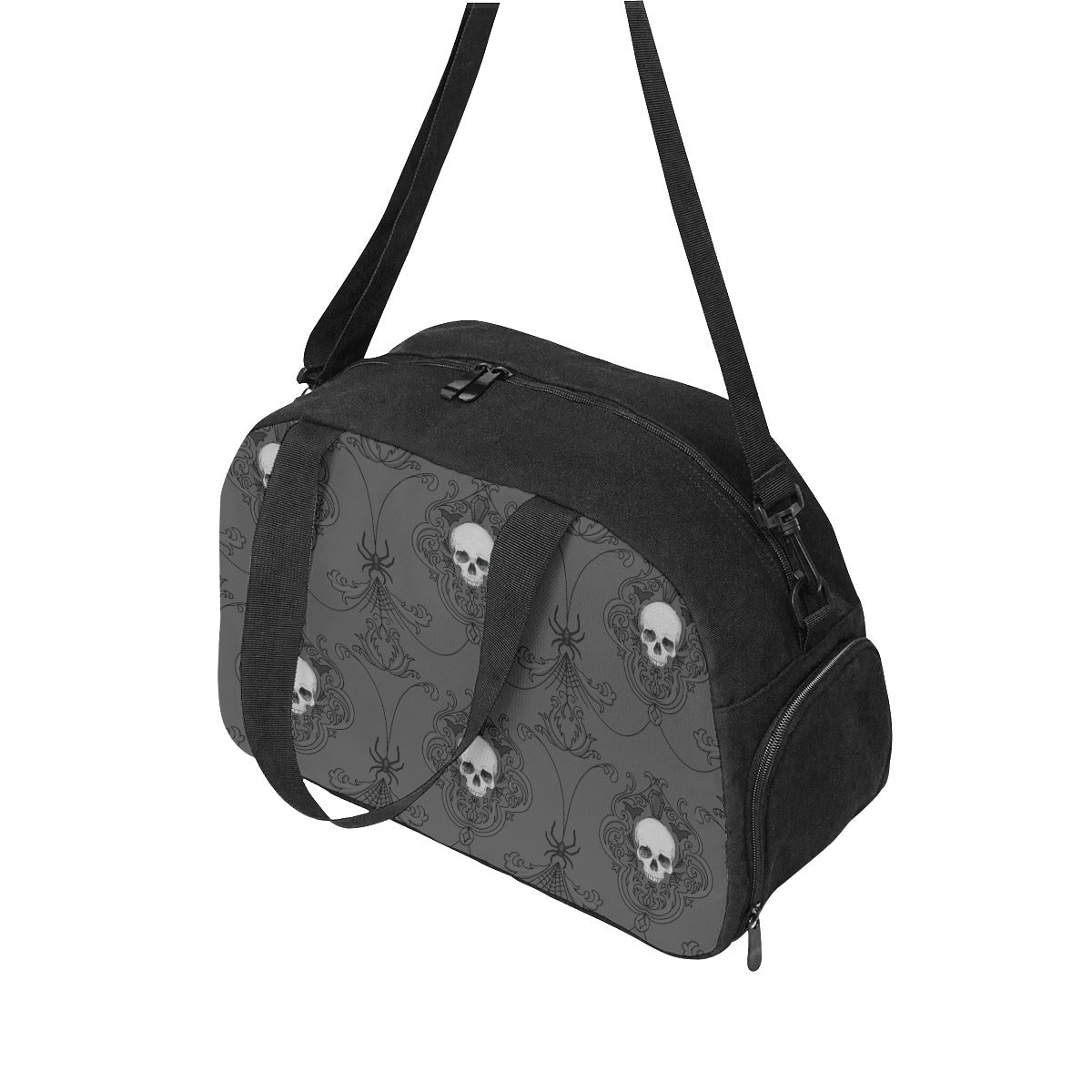 Grey Skull Damask Luggage Bag