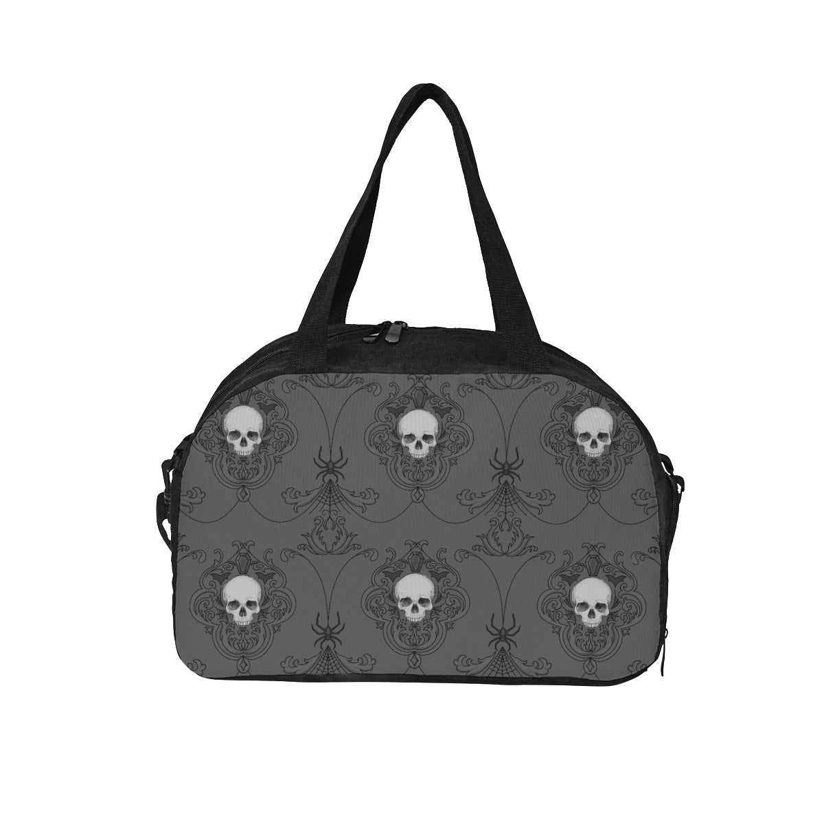 Grey Skull Damask Luggage Bag