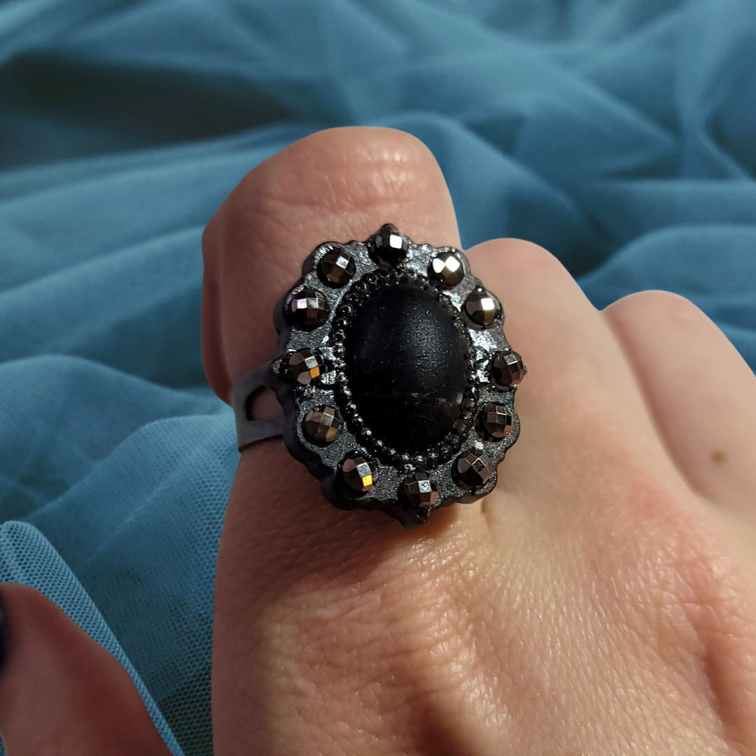 Black and Gunmetal Mourning Ring