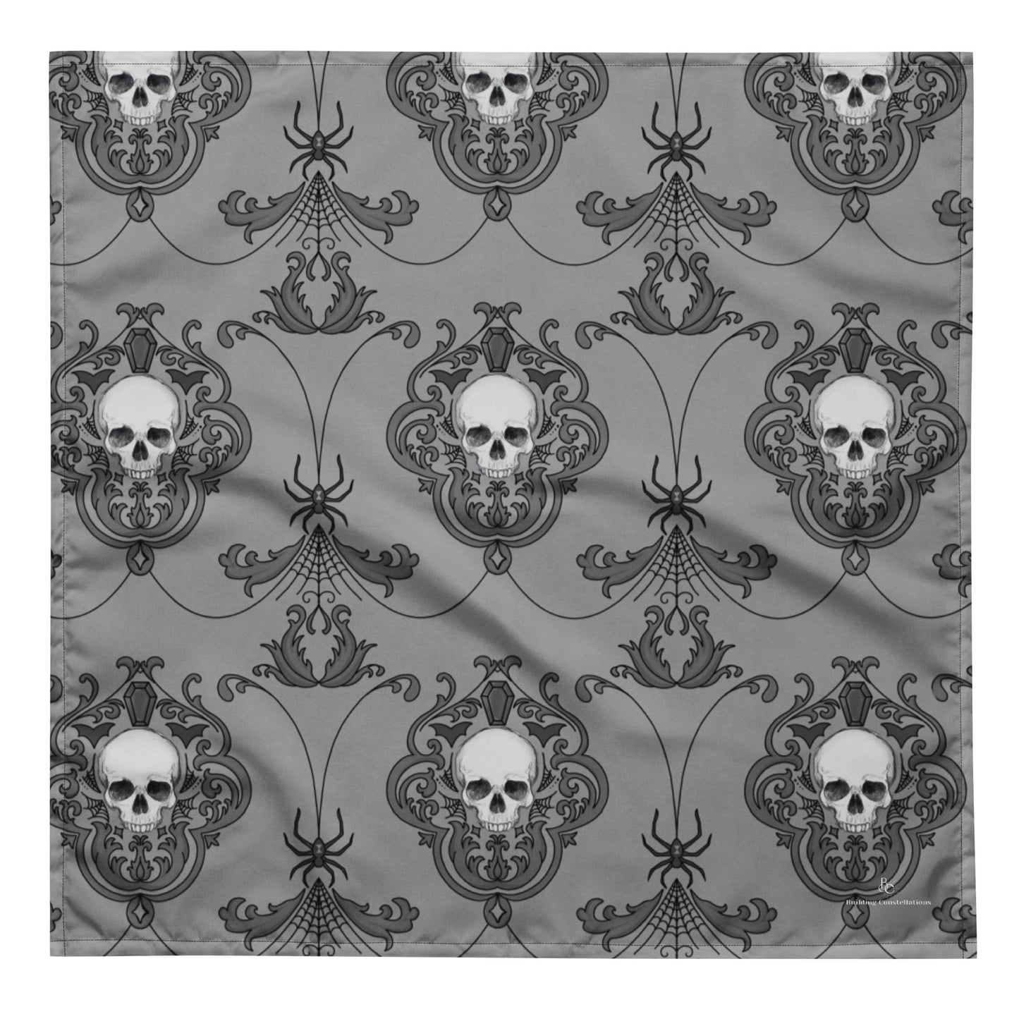 Damask Skull Grey Bandana