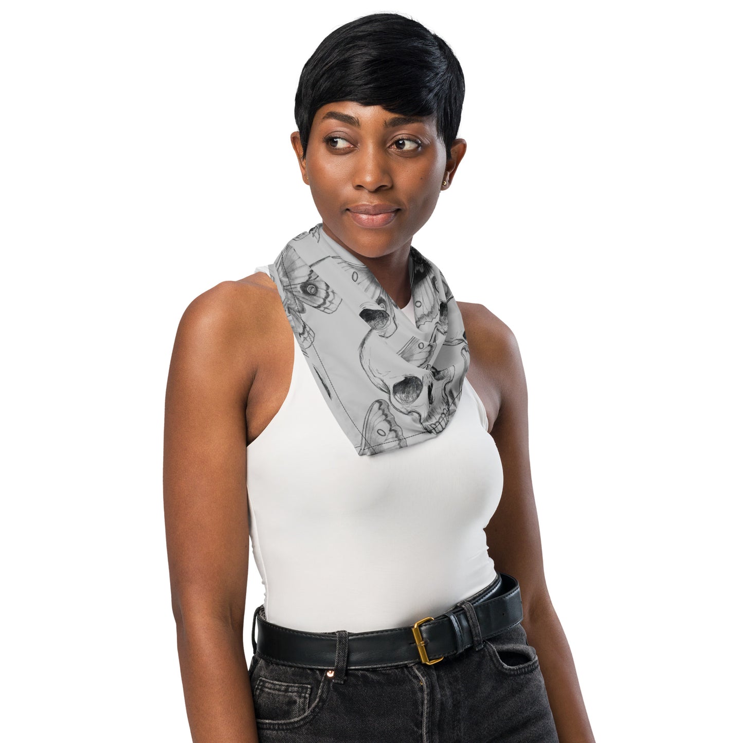 Damask Skull Grey Bandana