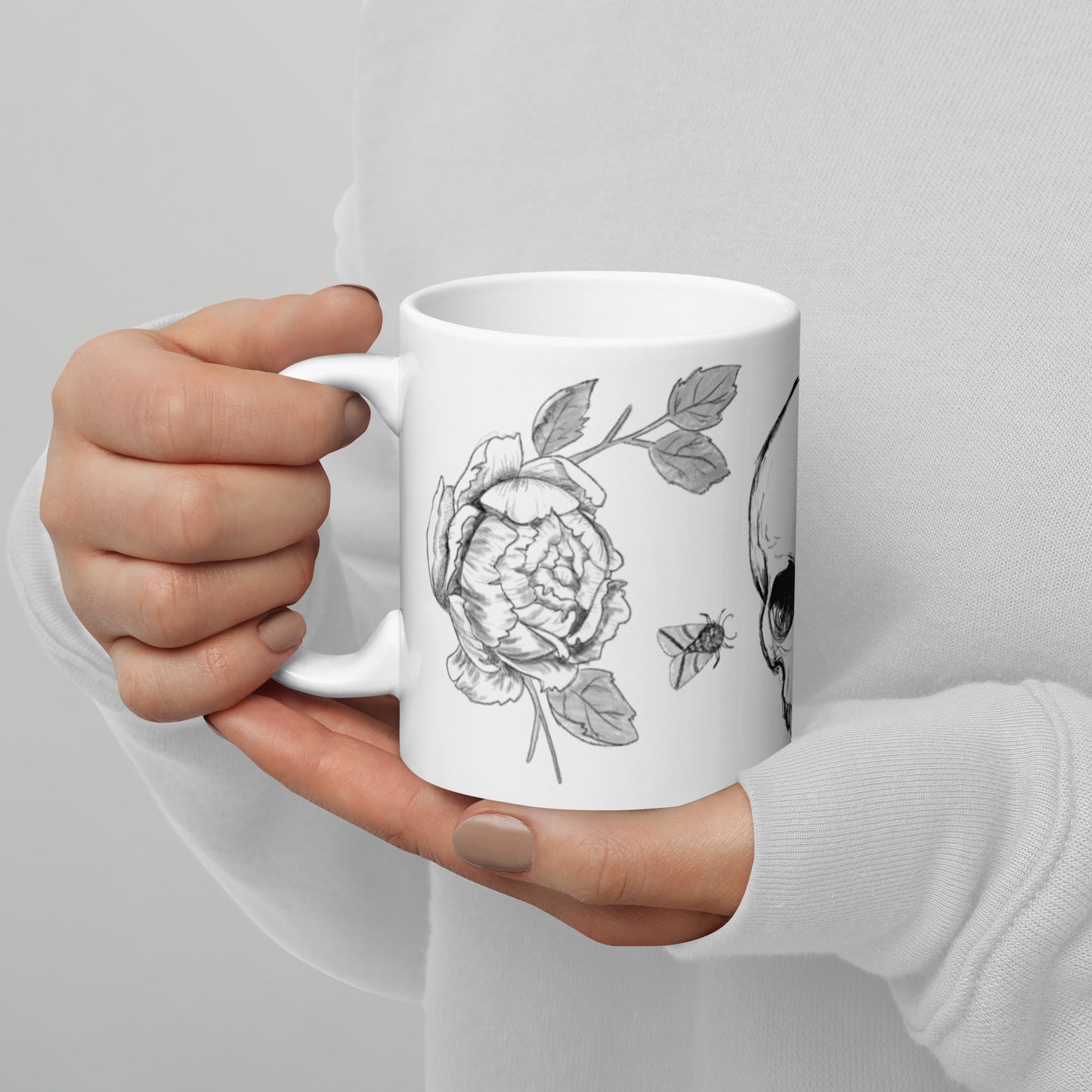 Skull and Moths Glossy Mug