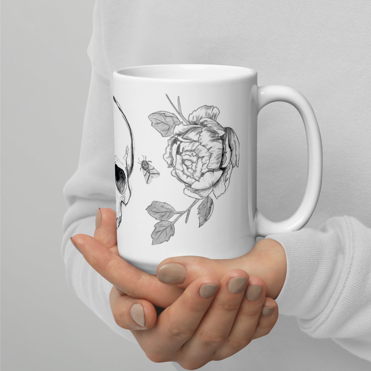 Skull and Moths Glossy Mug